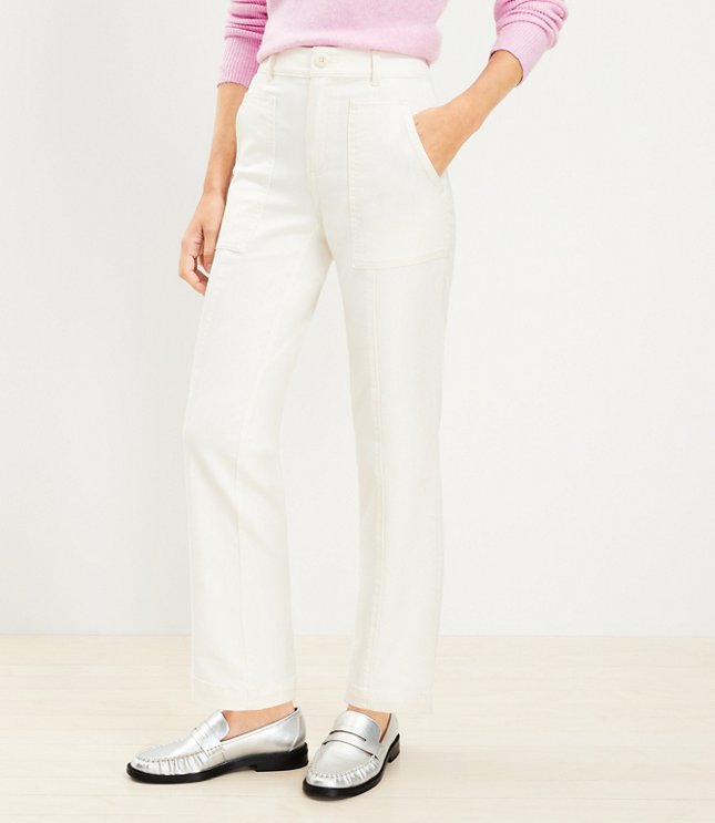 Petite Patch Pocket Straight Pant in Twill