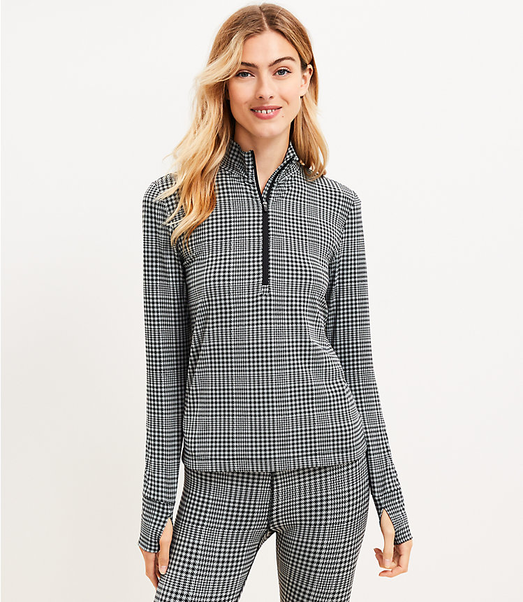 Lou & Grey Houndstooth Softsculpt Zip Top image number 0
