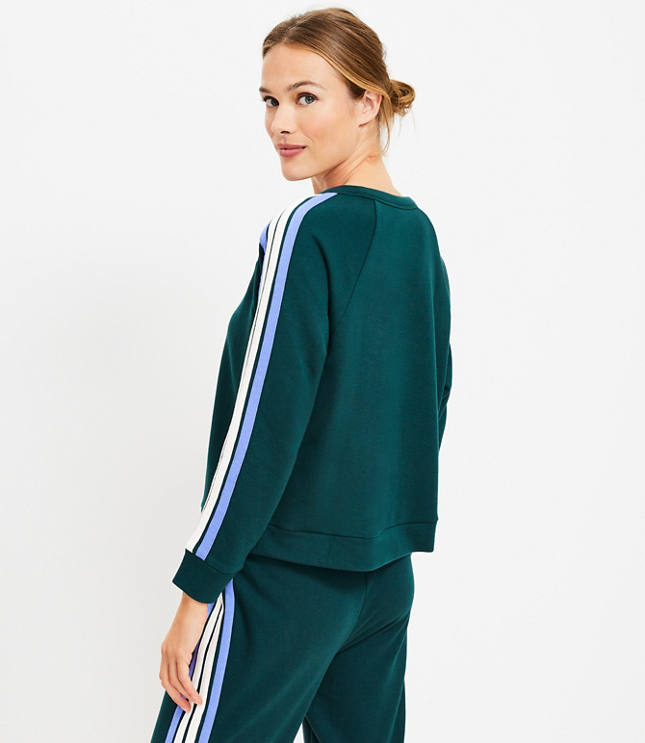 Loose Striped Cali-Fleece Terry Sweatshirt Tunic for Women