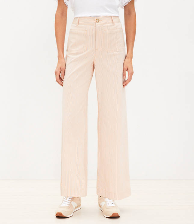 Palmer Wide Leg Pants in Striped Seersucker