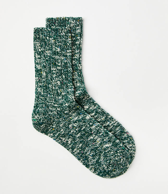 Flecked Ribbed Crew Socks - Brilliant Emerald