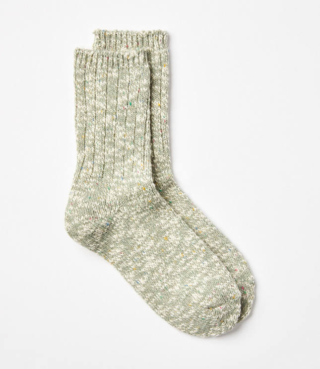 Flecked Ribbed Crew Socks - Mint Macaron