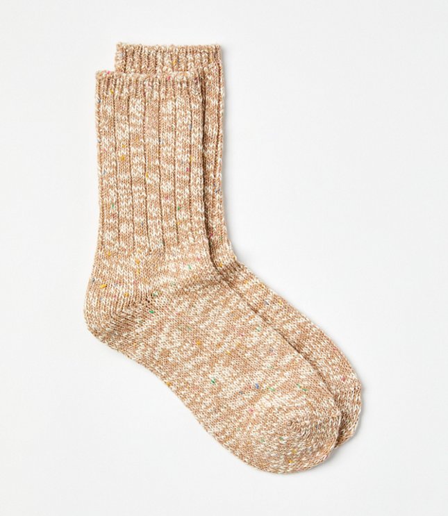 Flecked Ribbed Crew Socks