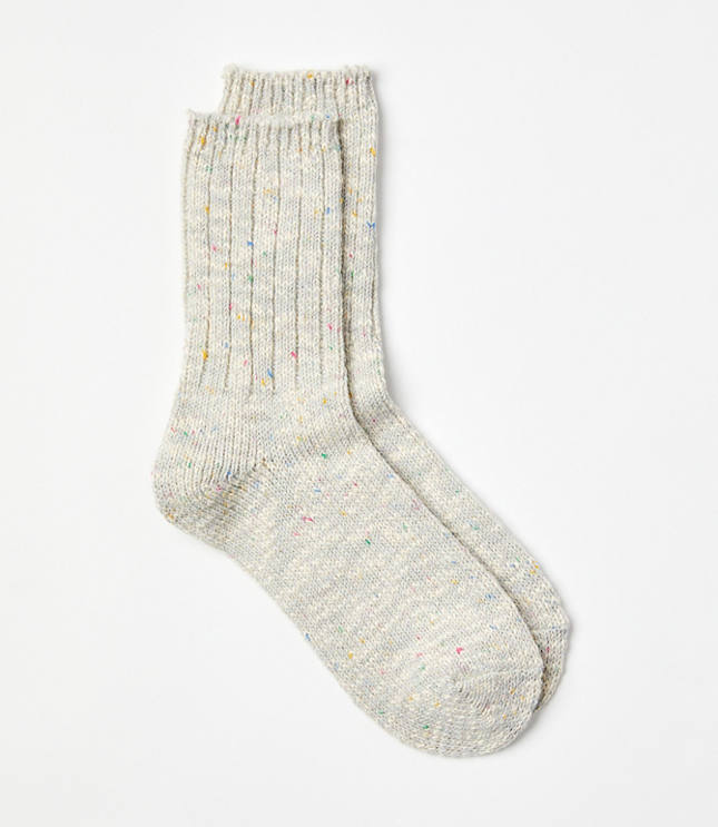 Flecked Ribbed Crew Socks