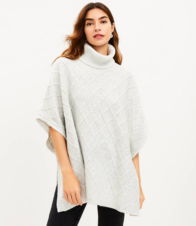 Lattice Cable Turtleneck Poncho