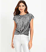 Petite Sequin Knot Cap Sleeve Top carousel Product Image 1