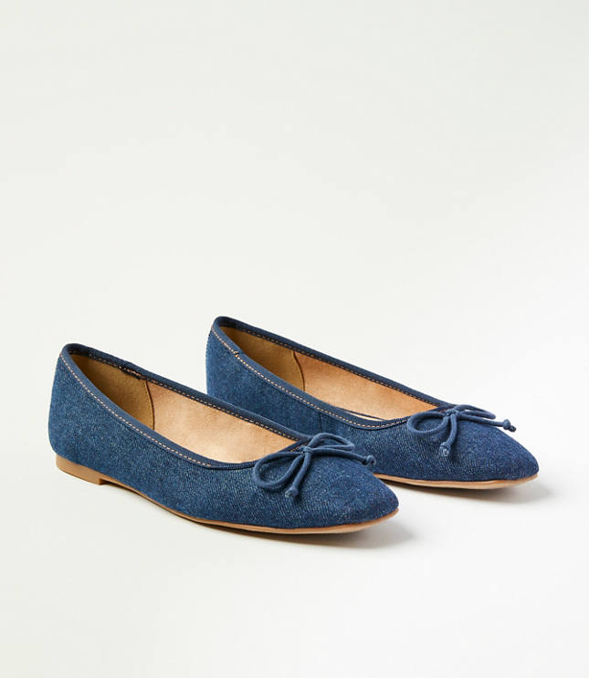 Denim cheap ballet pumps