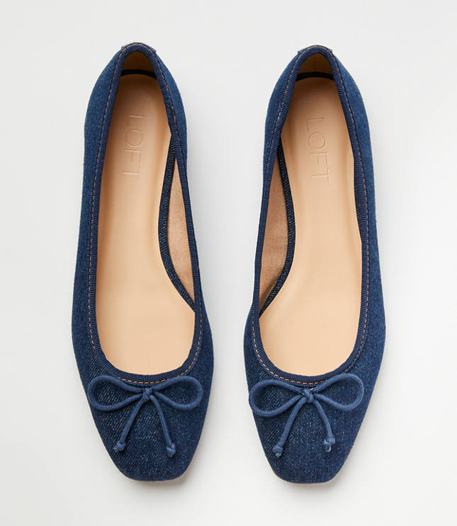 Denim cheap ballet pumps