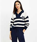 Lou & Grey Striped Varsity Letter Half Zip Sweater carousel Product Image 1