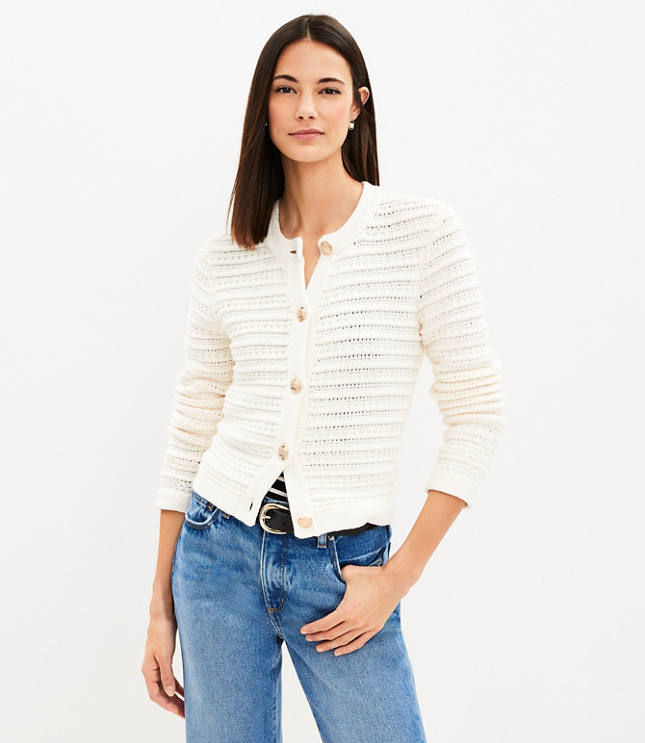 Loft white cardigan on sale sweater