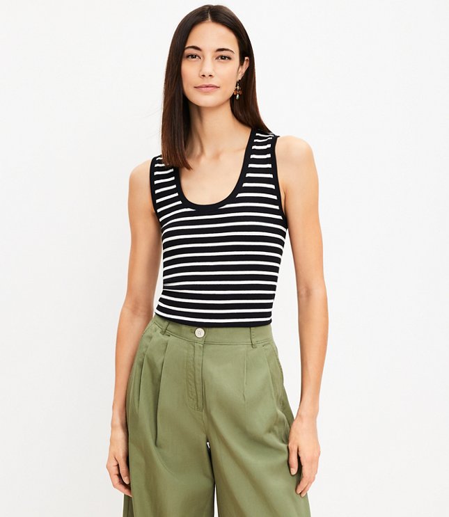 Stripe Perfect Ribbed Scoop Neck Tank Top
