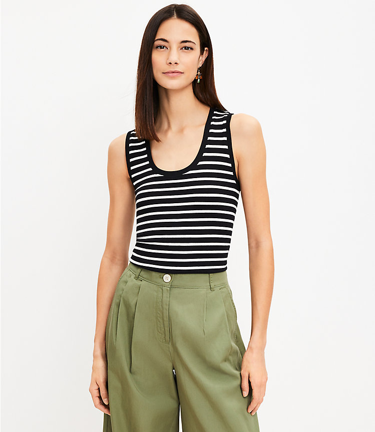 Stripe Perfect Ribbed Scoop Neck Tank Top image number 0