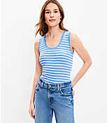 Stripe Perfect Ribbed Scoop Neck Tank Top carousel Product Image 1