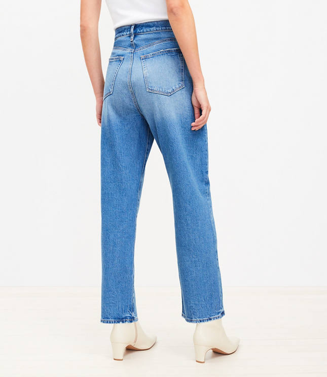 High Rise Straight Jeans in Vintage Mid Indigo Wash