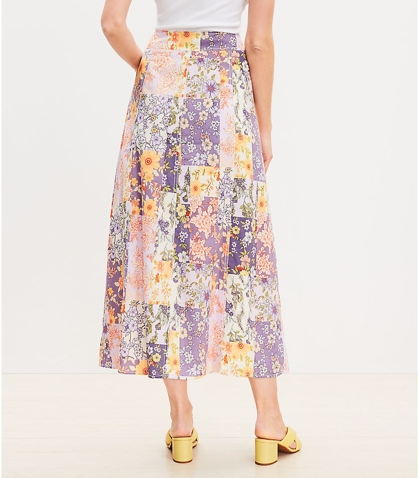 Floral Seamed Midi Skirt