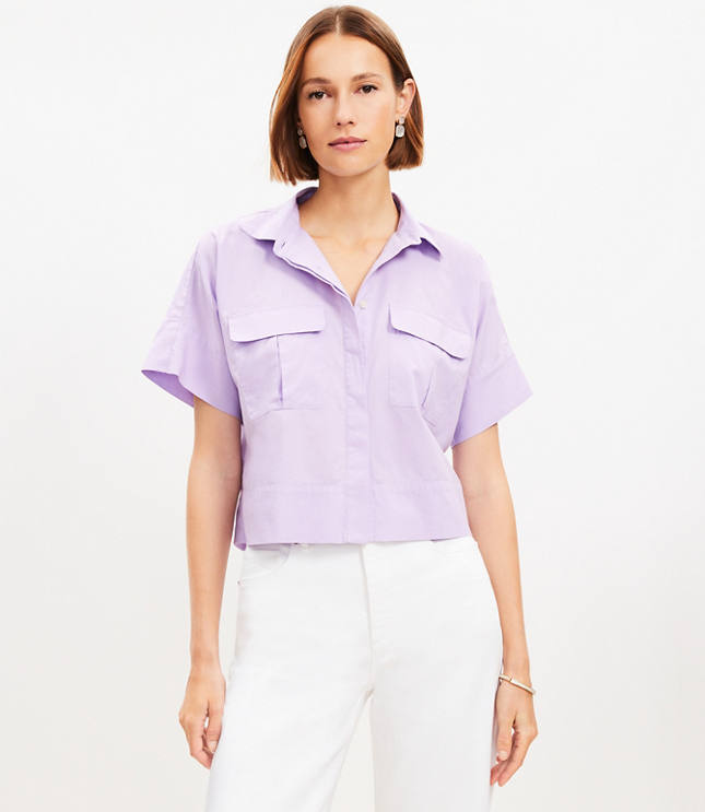 Cotton Blend Modern Drop Shoulder Pocket Shirt
