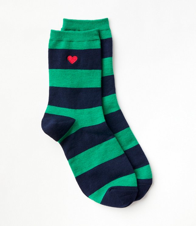 Heart Stripe Crew Socks