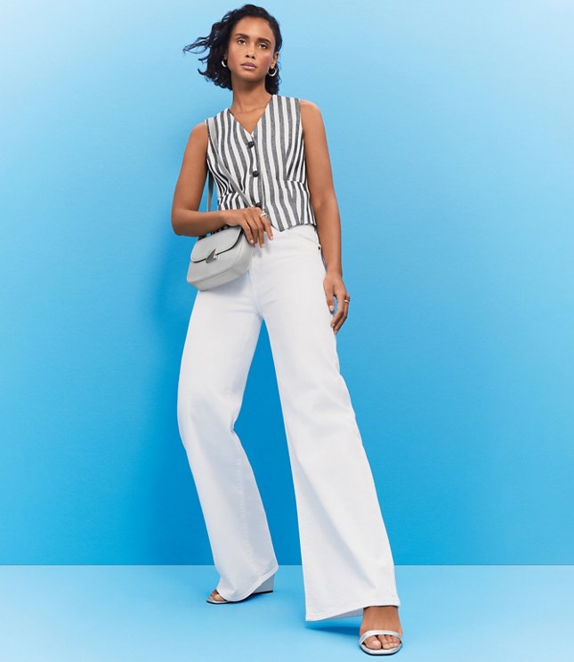 High Rise Wide Leg Jeans in White image number 3