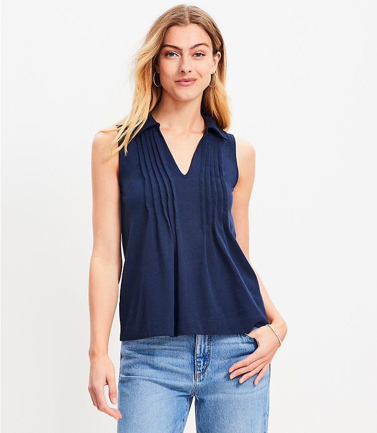Pintucked Collared Tank Top image number 0