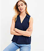Pintucked Collared Tank Top carousel Product Image 2