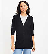 Relaxed Linen Blend V-Neck Cardigan carousel Product Image 1