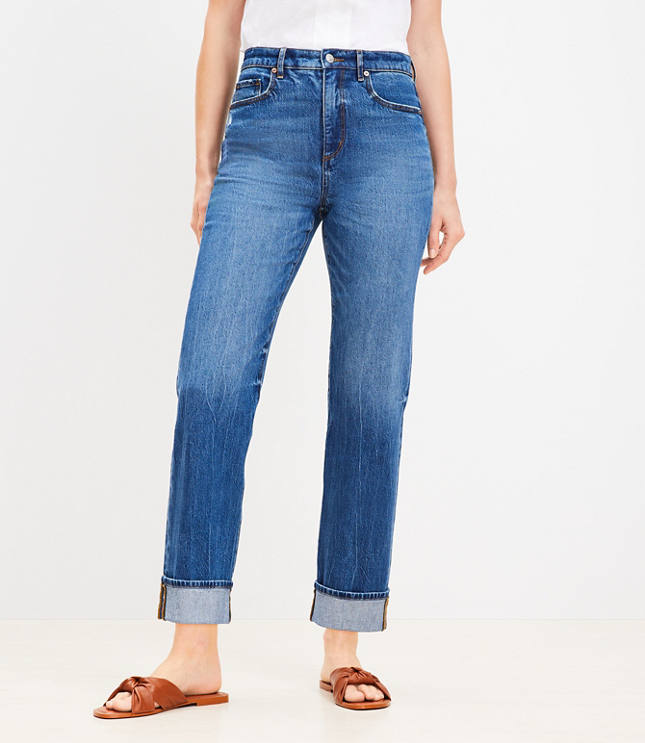 Curvy Destructed Girlfriend Jeans in Original Light Indigo Wash