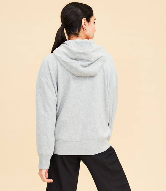 Grey Supersoft Fleece Cable Print Hooded Zip Up Lounger