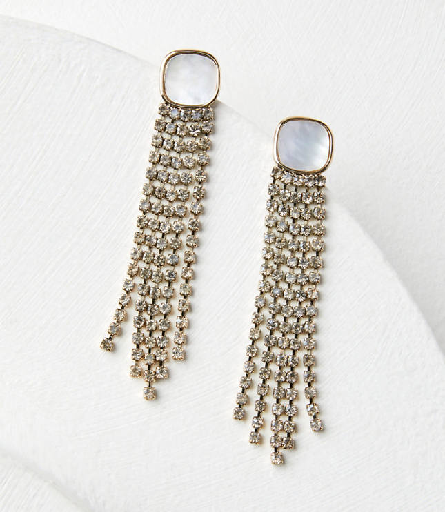 Beaded Hoop Earrings - White