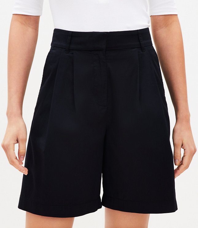 Pleated Bermuda Shorts in Poplin image number 1