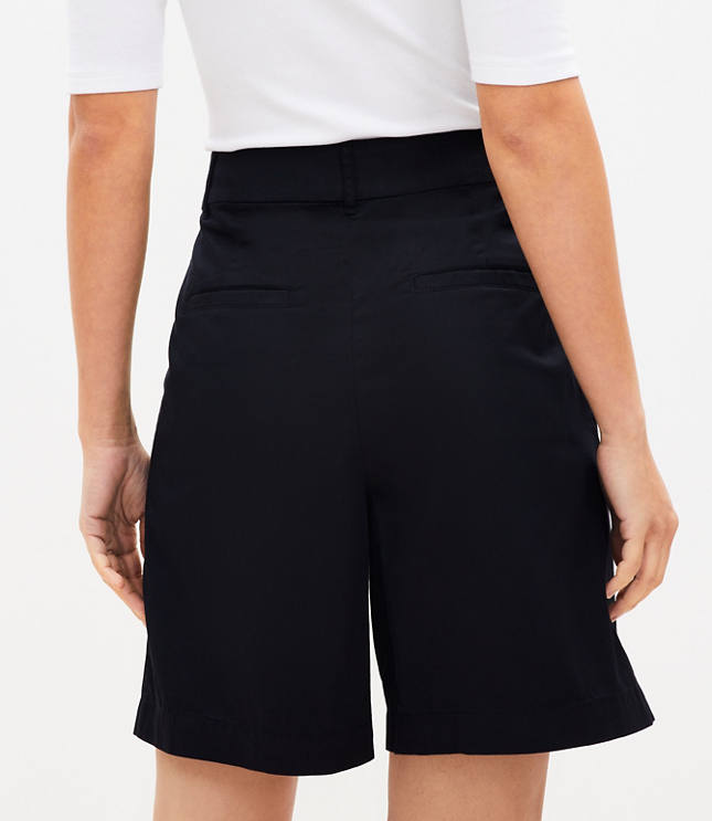 Pleated Bermuda Shorts in Poplin