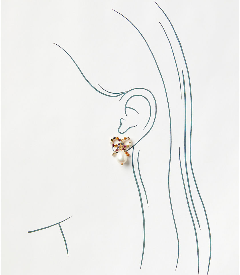 Pearlized Bow Drop Earrings