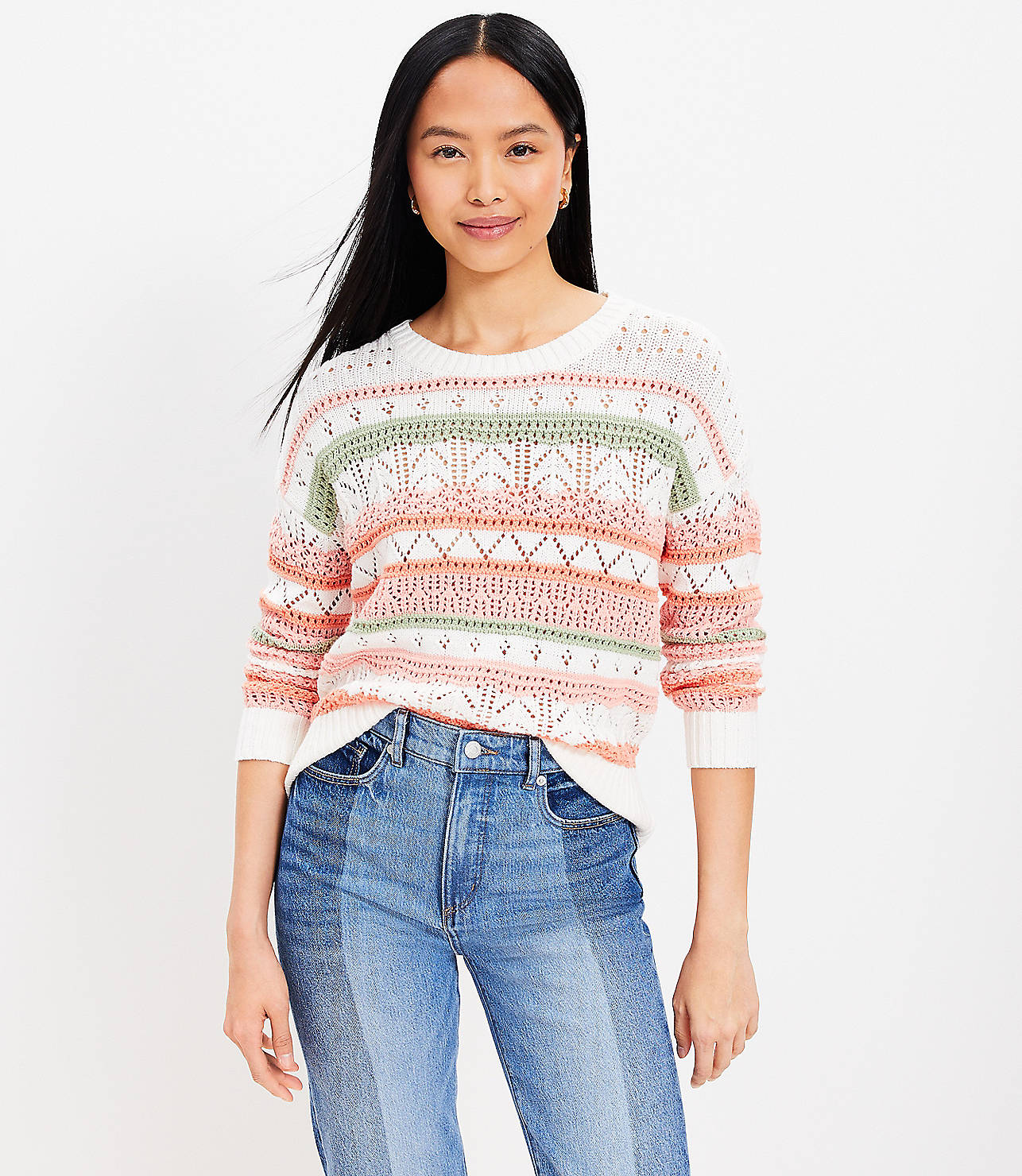 Petite Mixed Pointelle Sweater
