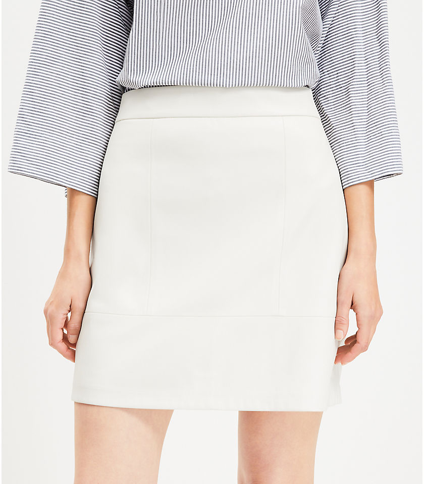 Petite Faux Leather Seamed Shift Skirt