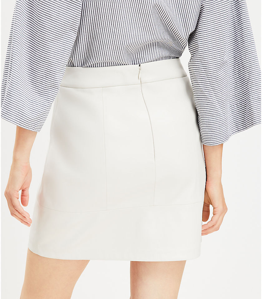 Petite Faux Leather Seamed Shift Skirt