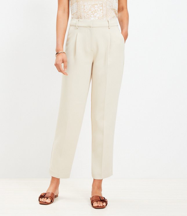 Petite Pleated Tapered Pants in Crepe