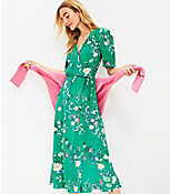 Petite Floral Pleated Sleeve Wrap Dress carousel Product Image 2