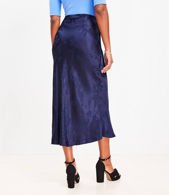 Floral Jacquard Bias Midi Skirt