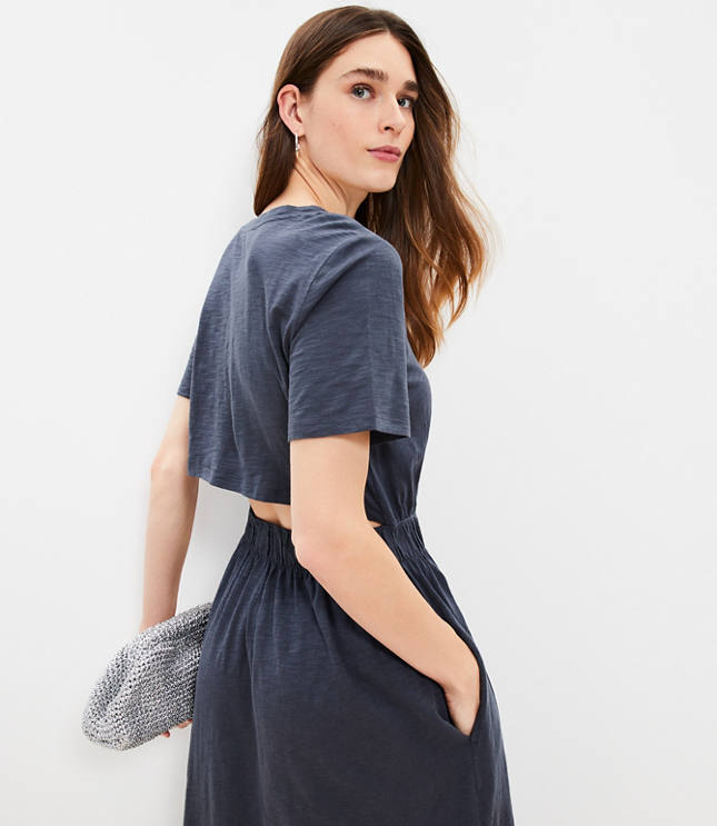 Pleated Bodice Midi Shirtdress