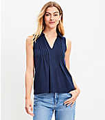 Petite Pintucked Collared Tank Top carousel Product Image 1