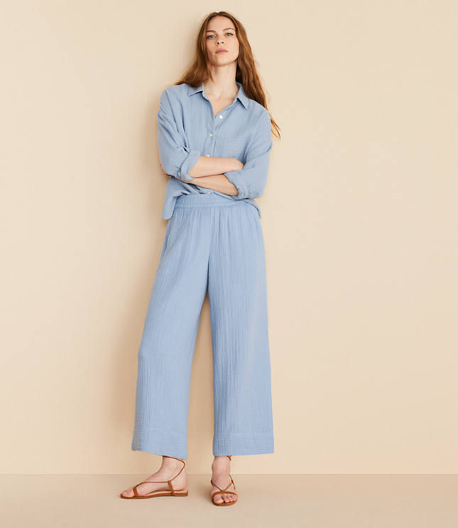 Lou & Grey Triple Cloth Wide Leg Crop Pants