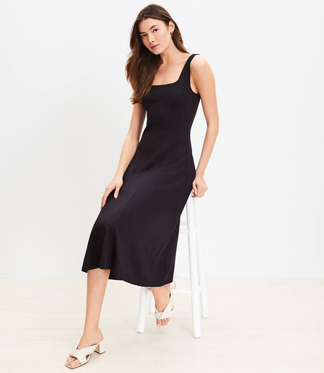 Loft Ponte Seamed Flare Midi Dress The Shops at Willow Bend