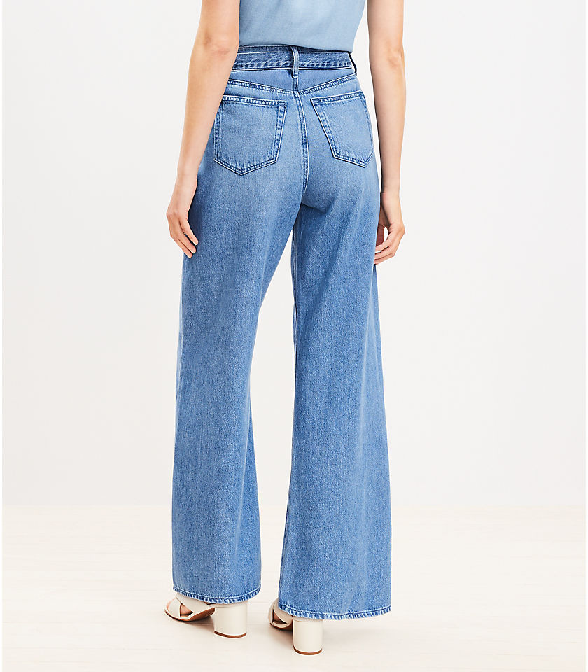 Tall High Rise Palazzo Jeans in Mid Indigo Wash