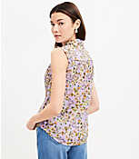 Floral Collared Ruffle Henley Top carousel Product Image 3
