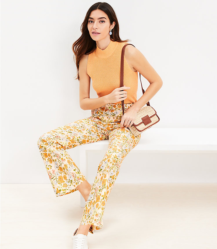 Petite Belted Sutton Kick Crop Pants in Floral image number 1