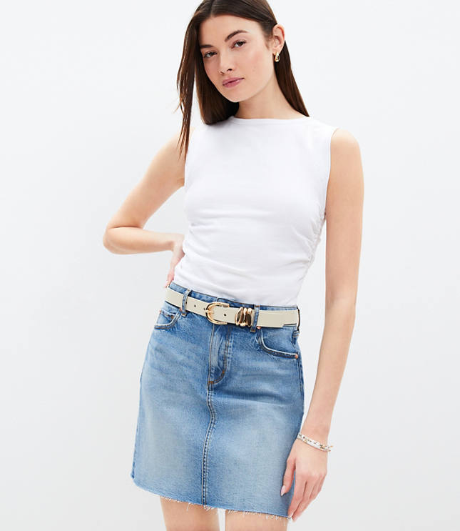 Petite Faux Leather Snap Mini Skirt