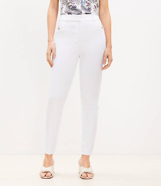 Curvy Button Trim Pocket Sutton Skinny Pants