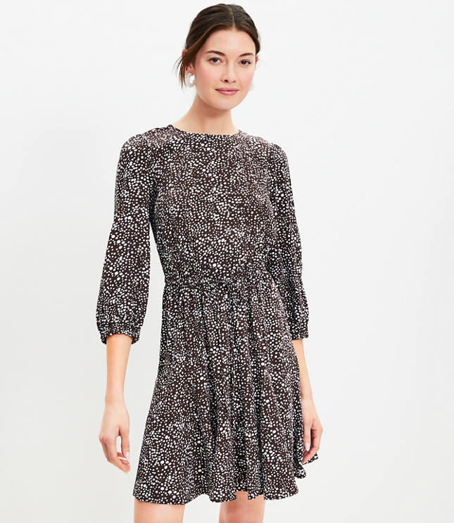 Dotted Godet Mini Flare Dress