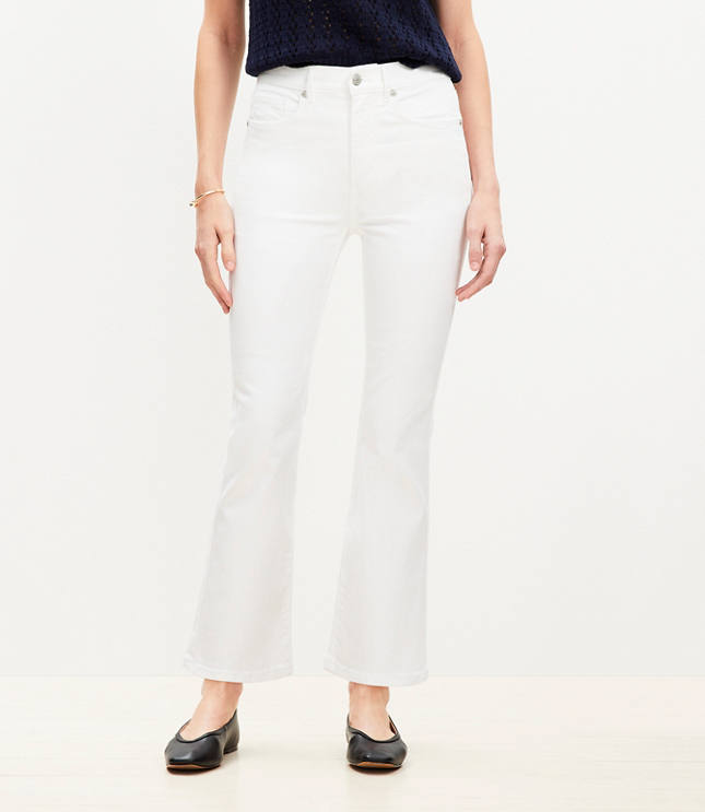 High Rise Kick Crop Jeans in White