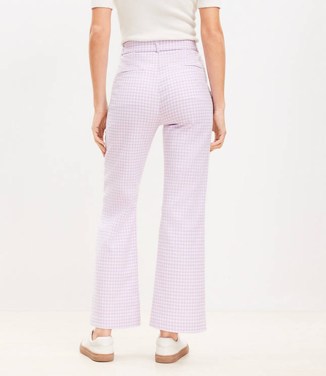 Petite Belted Sutton Kick Crop Pants in Gingham