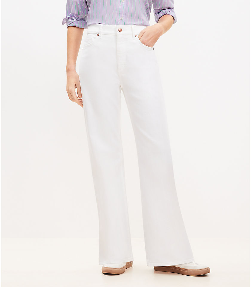 Petite High Rise Wide Leg Jeans in White